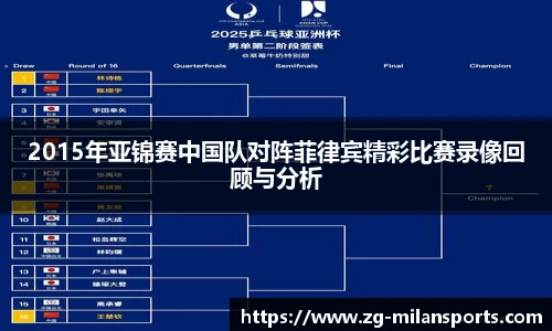 2015年亚锦赛中国队对阵菲律宾精彩比赛录像回顾与分析